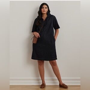 Lauren Ralph Lauren Denim Women’s Navy Blue Cotton Shift Dress Plus Size XXL